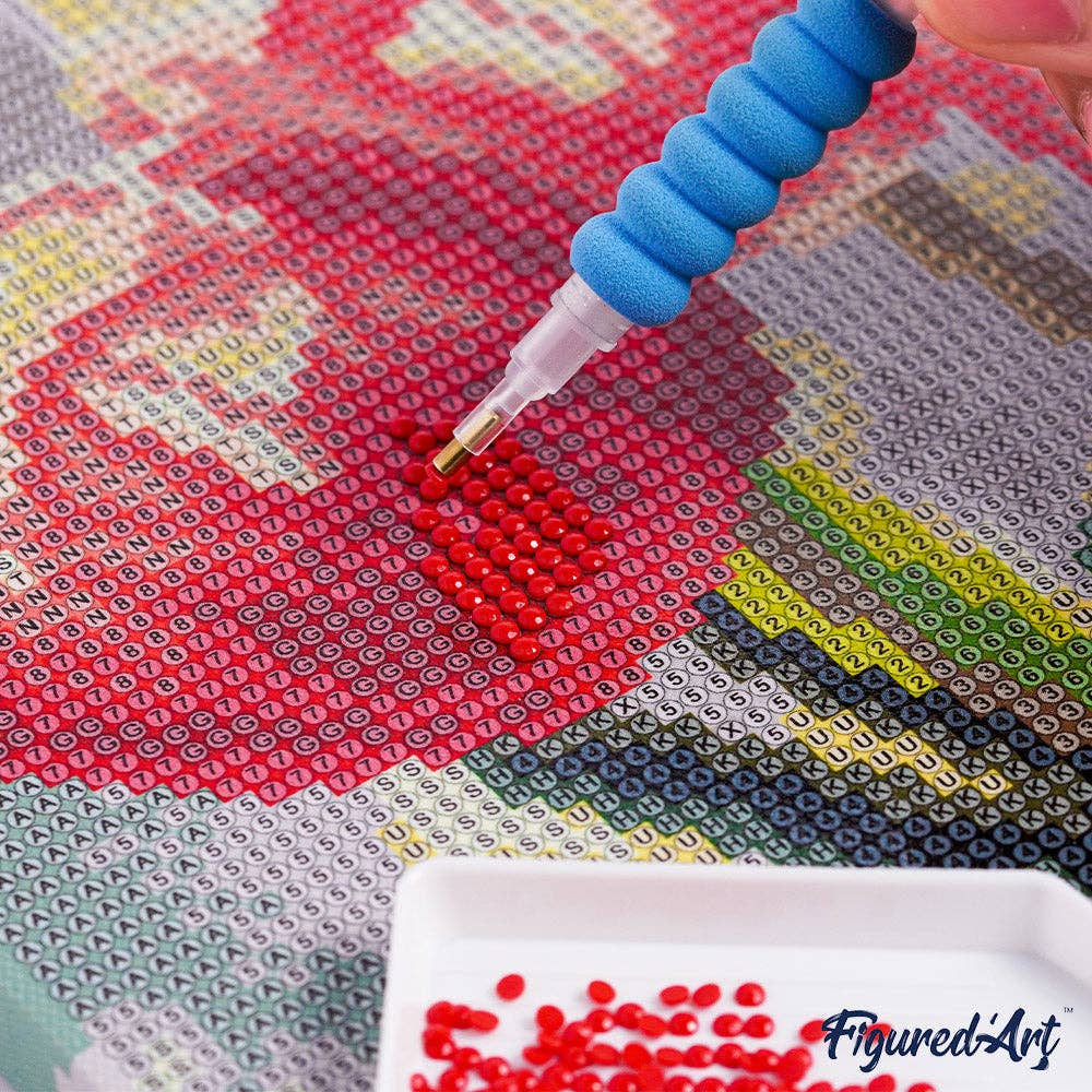 Mini Diamond Painting avec cadre Coucher de Soleil Coloré: Toile tendue sur châssis / 25x25cm