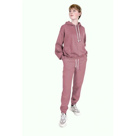 Tissu sweat brossé envers gratté vieux rose