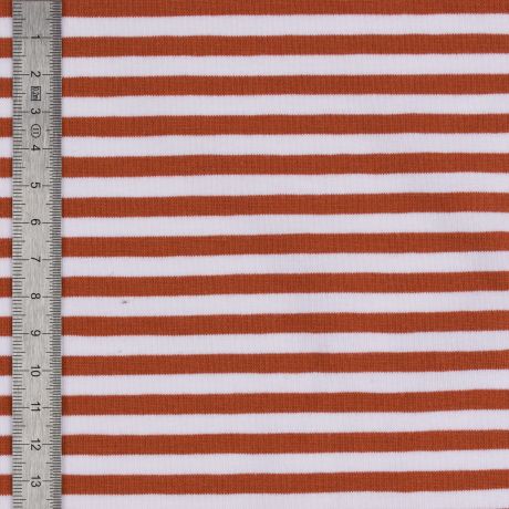 Tissu jersey rayures BRIQUE 5mm