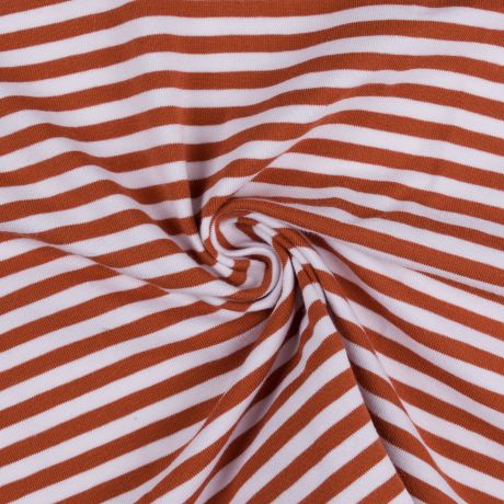Tissu jersey rayures BRIQUE 5mm