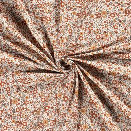 Tissu jersey imprimé fleurs blanc cassé
