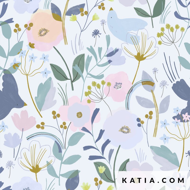 TISSU POPELINE DE COTON AQUARELLE FLORAL