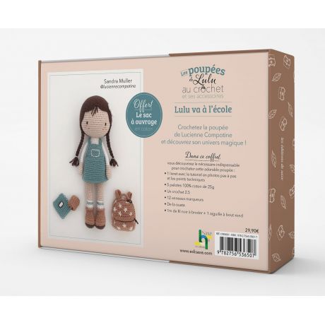 Coffret Lulu va à l'école : poupée au crochet