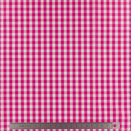 Tissu vichy popeline coton 6/6mm FUCHSIA