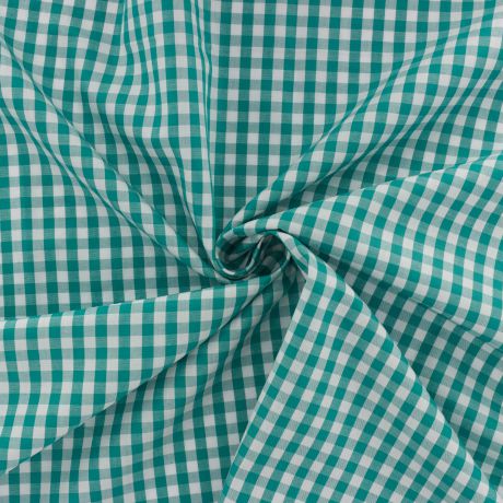 Tissu vichy popeline coton 6/6mm emeraude