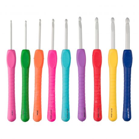 Set de 9 crochets easy grip alumunium anodisé 14 cm n° 2 à 6 mm