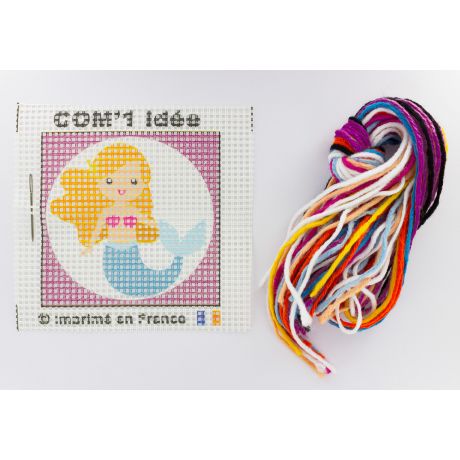 Kit canevas soudan 20x20 Ariel jolie sirène