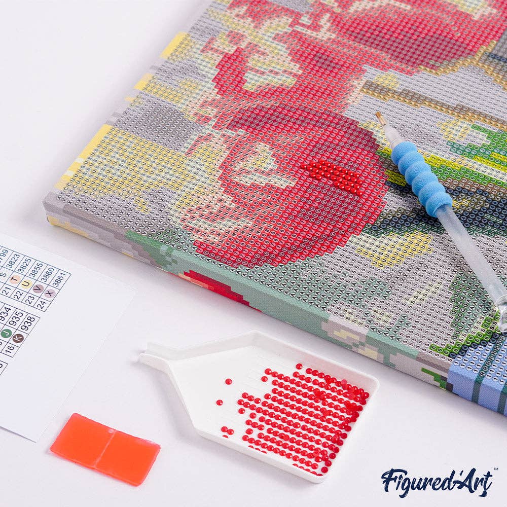 Mini Diamond Painting avec cadre Coucher de Soleil Coloré: Toile tendue sur châssis / 25x25cm