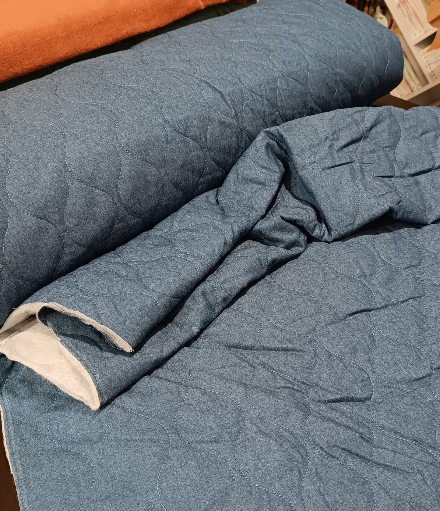 Matelassé chambray jean simple face