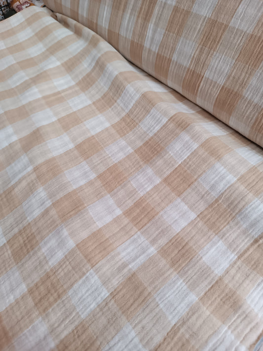 Double Gaze réversible vichy beige