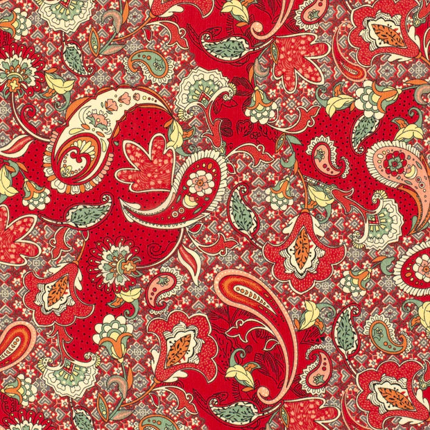 CHIFFON TISSU IMPRIMÉ PAISLEY ROUGE