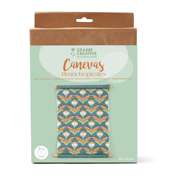 Kit canevas fleurs tropicales