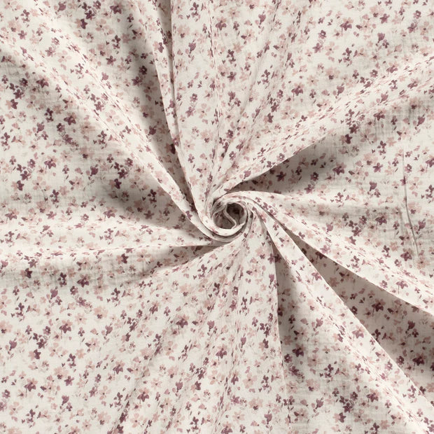 Double Gaze fleurs imprimés blanc cassé