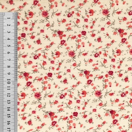 Double gaze motif fleur rouge