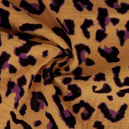 Double gaze motif léopard noir et violet