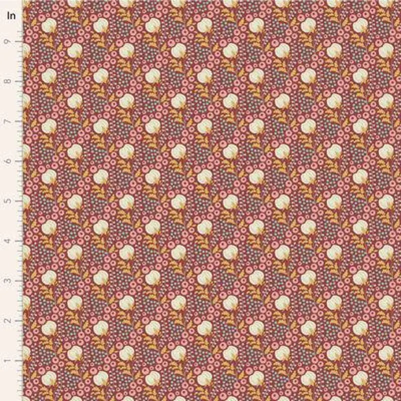 Tissu Tilda Sanctuary Cottonfield Maroon