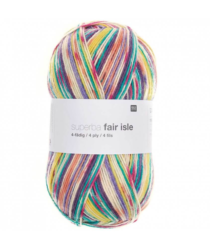 Superba Fair Isle 4 fils - saumon-turquoise