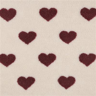 Tissu sherpa teddy coeur bordeau