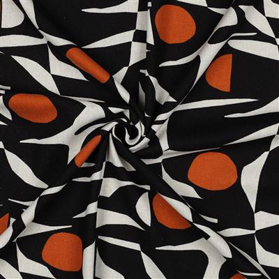 Lin viscose abstrait motif Terracotta