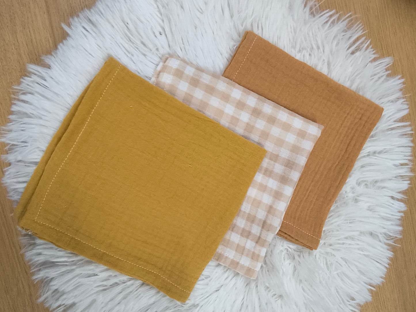 Carré double gaze de coton - Serviette visage - mouchoirs lavables en tissus - serviette de table