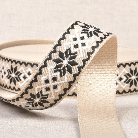 Sangle fleur beige et noir
