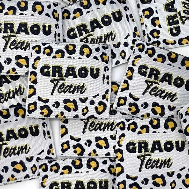Étiquette tissée à coudre " GRAOU TEAM" Lurex