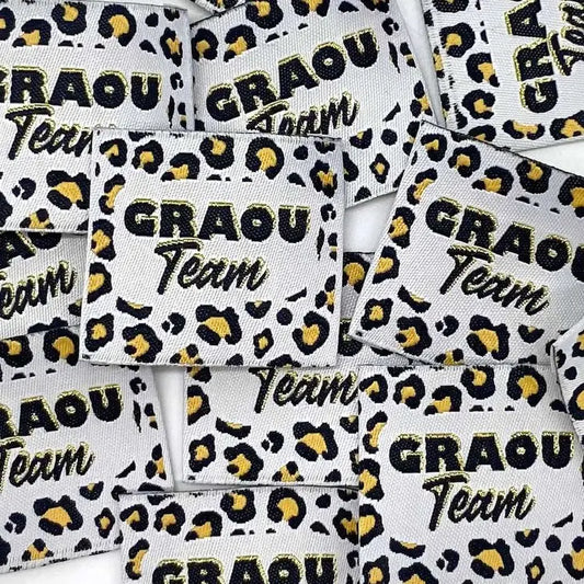 Étiquette tissée à coudre " GRAOU TEAM" Lurex