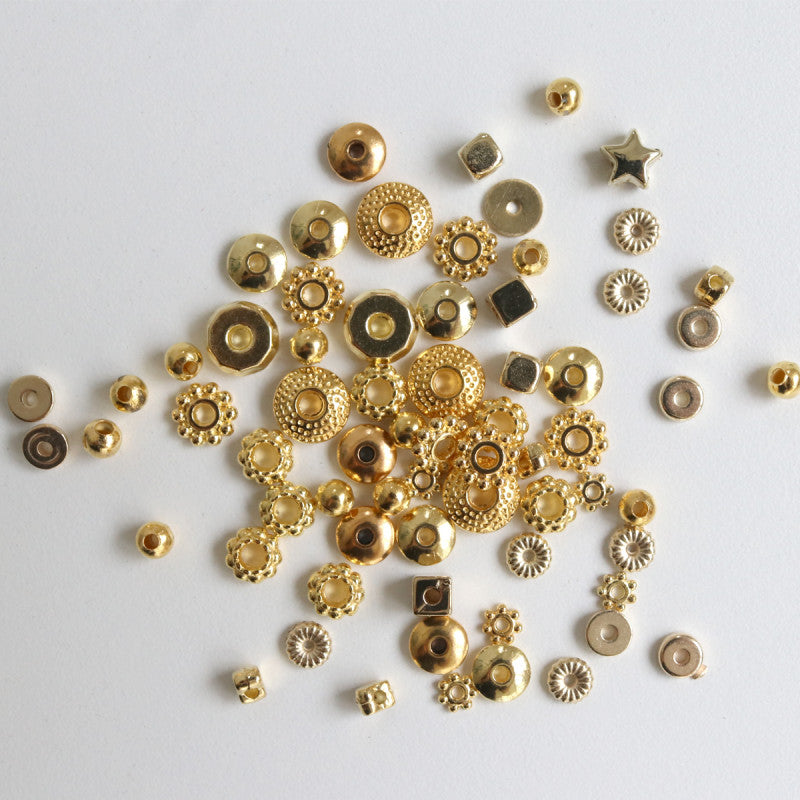 MIX DE PERLES INTERCALAIRES RONDELLES HEISHI - DORÉ