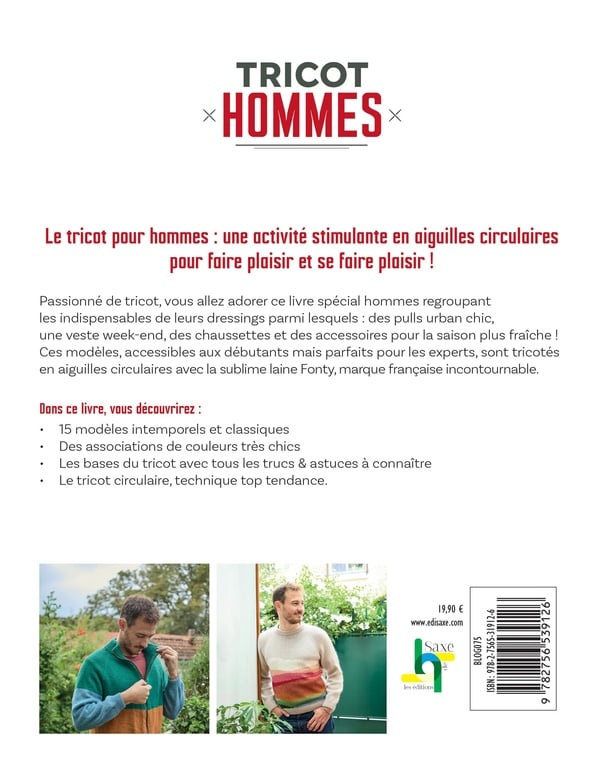 Tricot hommes : 15 patrons en aiguilles circulaires