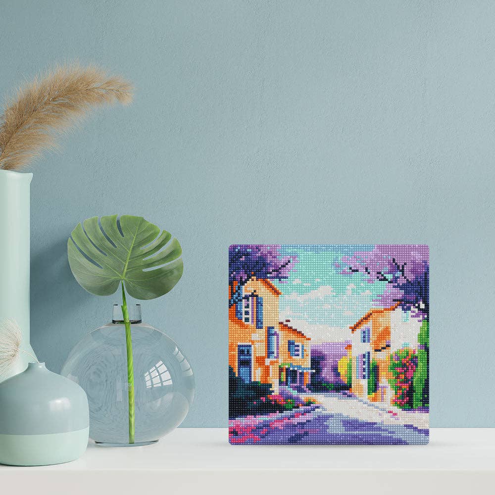Mini Diamond Painting avec cadre Printemps en Provence: Toile tendue sur châssis / 25x25cm