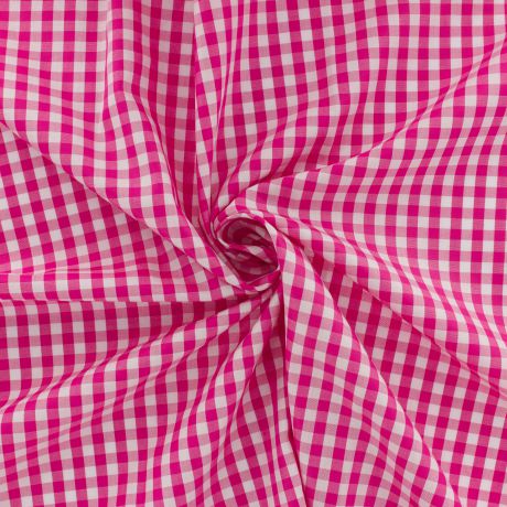 Tissu vichy popeline coton 6/6mm FUCHSIA