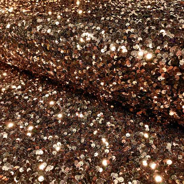 Tissu velours paillettes bronze