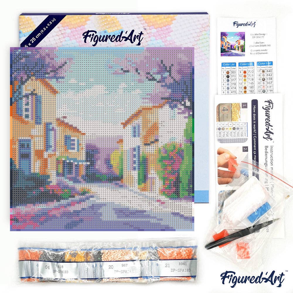 Mini Diamond Painting avec cadre Printemps en Provence: Toile tendue sur châssis / 25x25cm
