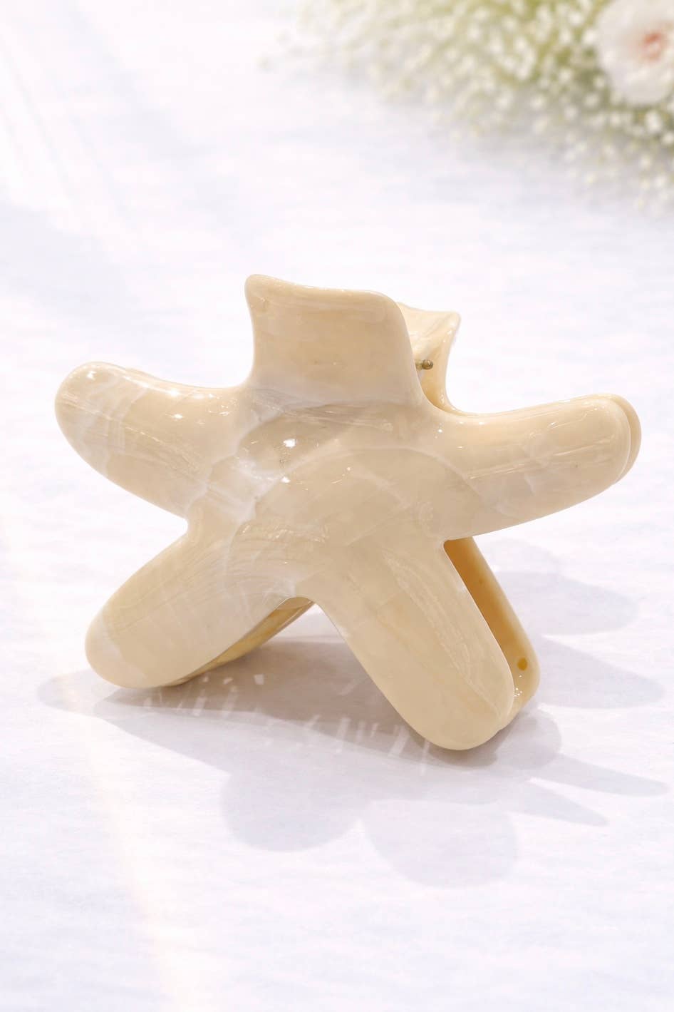 Pince à cheveux étoile de mer effet marbré 9 cm YH80: Blanc / Synthétique