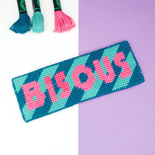 Kit Canevas - DIY -  marque-page Bisous