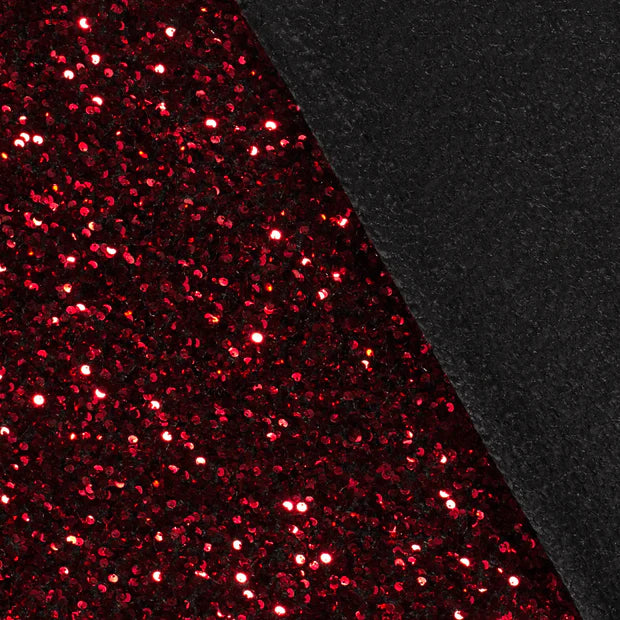 Tissu velours paillettes rouge