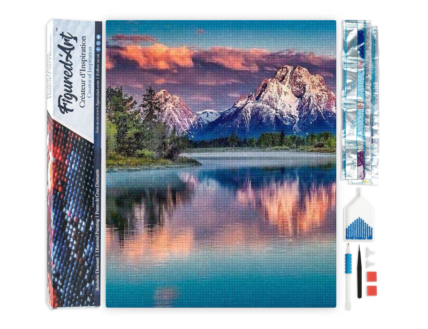 Broderie Diamant - Paysage de Montagne et Lac: Carré / 40x50cm