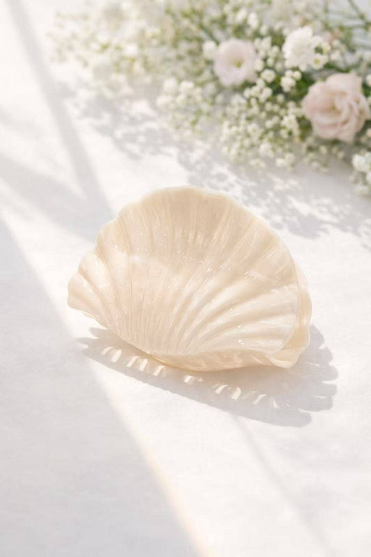 Pince à cheveux coquillage 9,5 cm YH83: Blanc / Synthétique