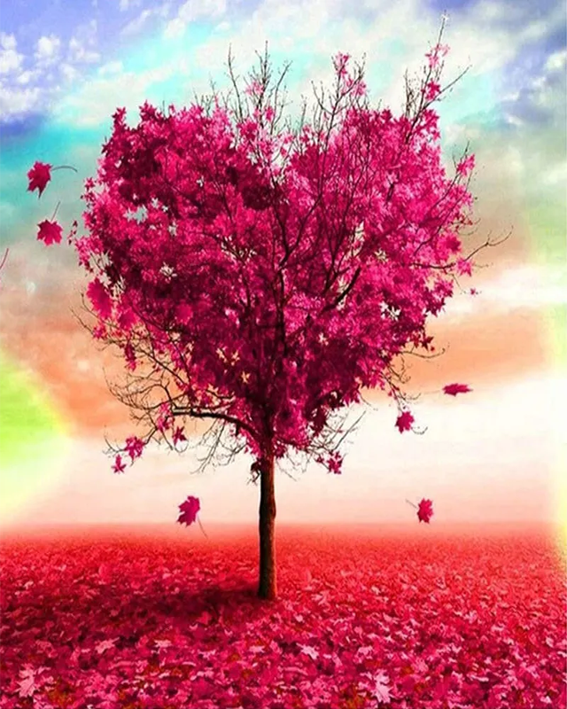 Point de Croix - Arbre Coeur: 32x40cm