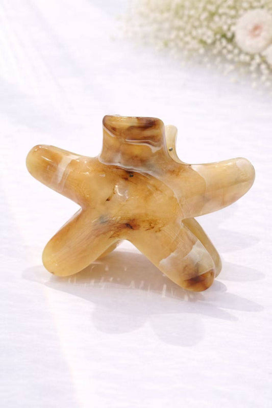 Pince à cheveux étoile de mer effet marbré 9 cm YH80: Camel / Synthétique