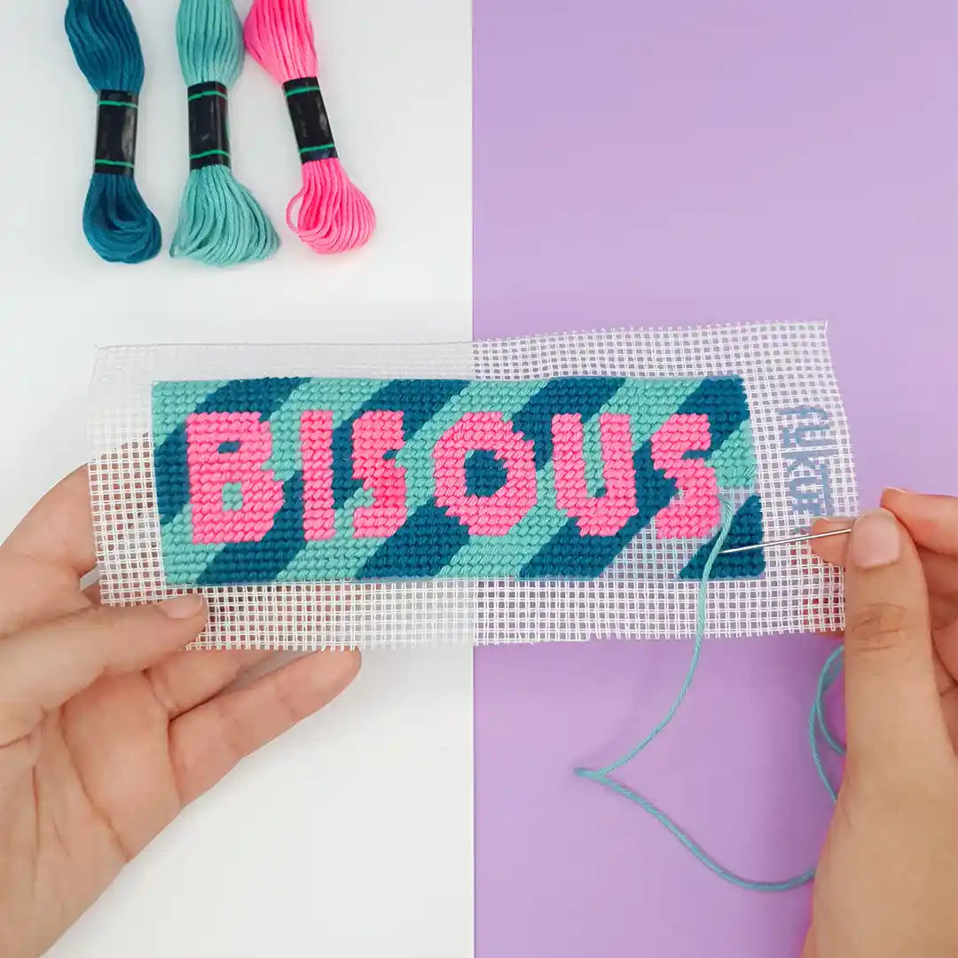 Kit Canevas - DIY -  marque-page Bisous