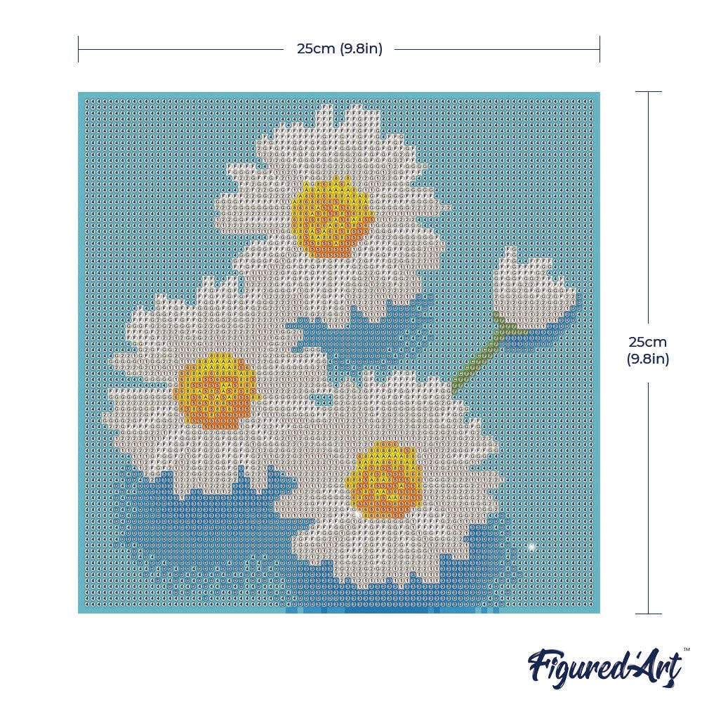 Mini Diamond Painting avec cadre Jolies Marguerites Blanches: Toile tendue sur châssis / 25x25cm