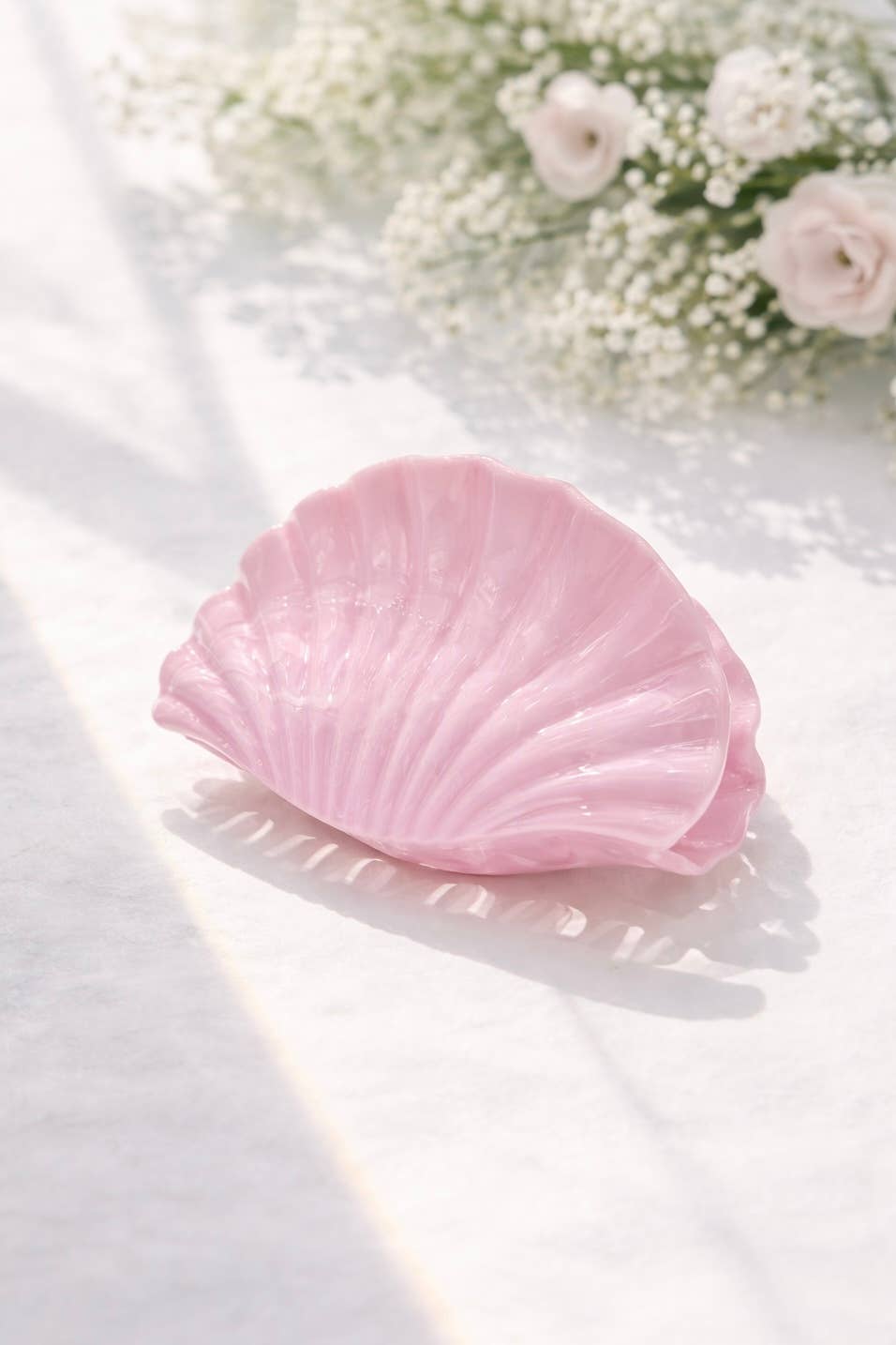 Pince à cheveux coquillage 9,5 cm YH83: Blanc / Synthétique