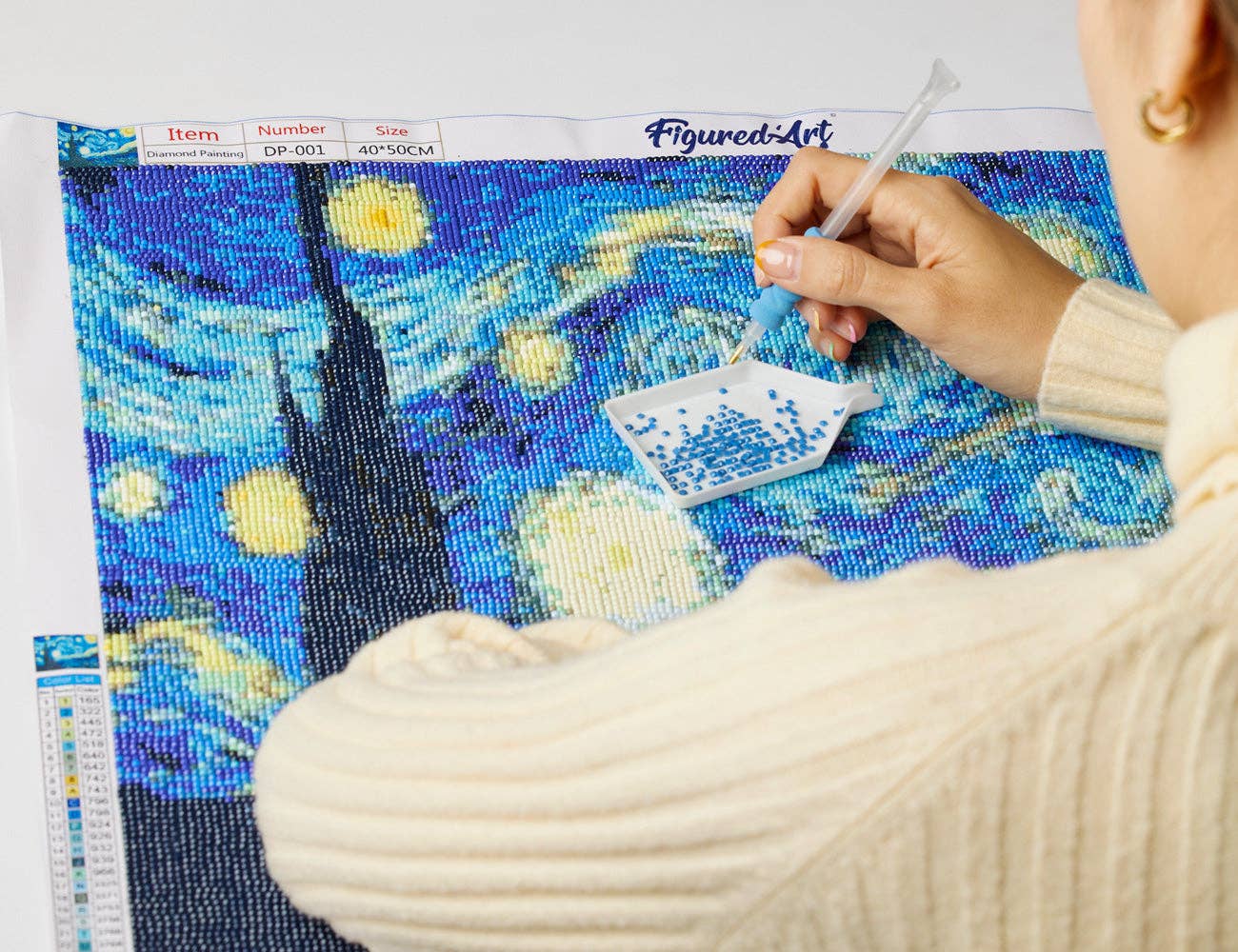 Broderie Diamant - Van Gogh Nuit Etoilée sur le Rhône: Carré / 40x50cm