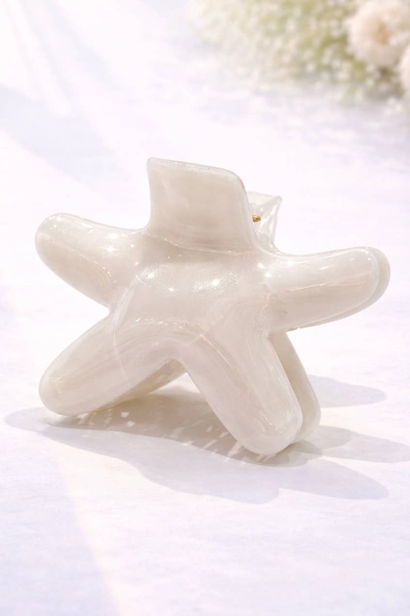 Pince à cheveux étoile de mer effet marbré 9 cm YH80: Blanc / Synthétique