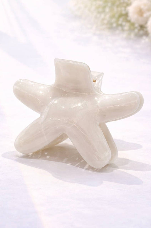 Pince à cheveux étoile de mer effet marbré 9 cm YH80: Blanc / Synthétique