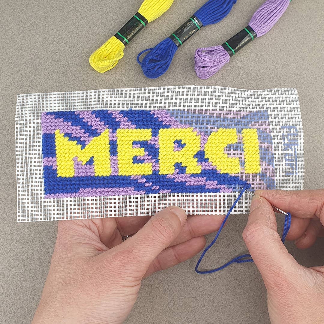 Kit Canevas - DIY -  marque-page Merci