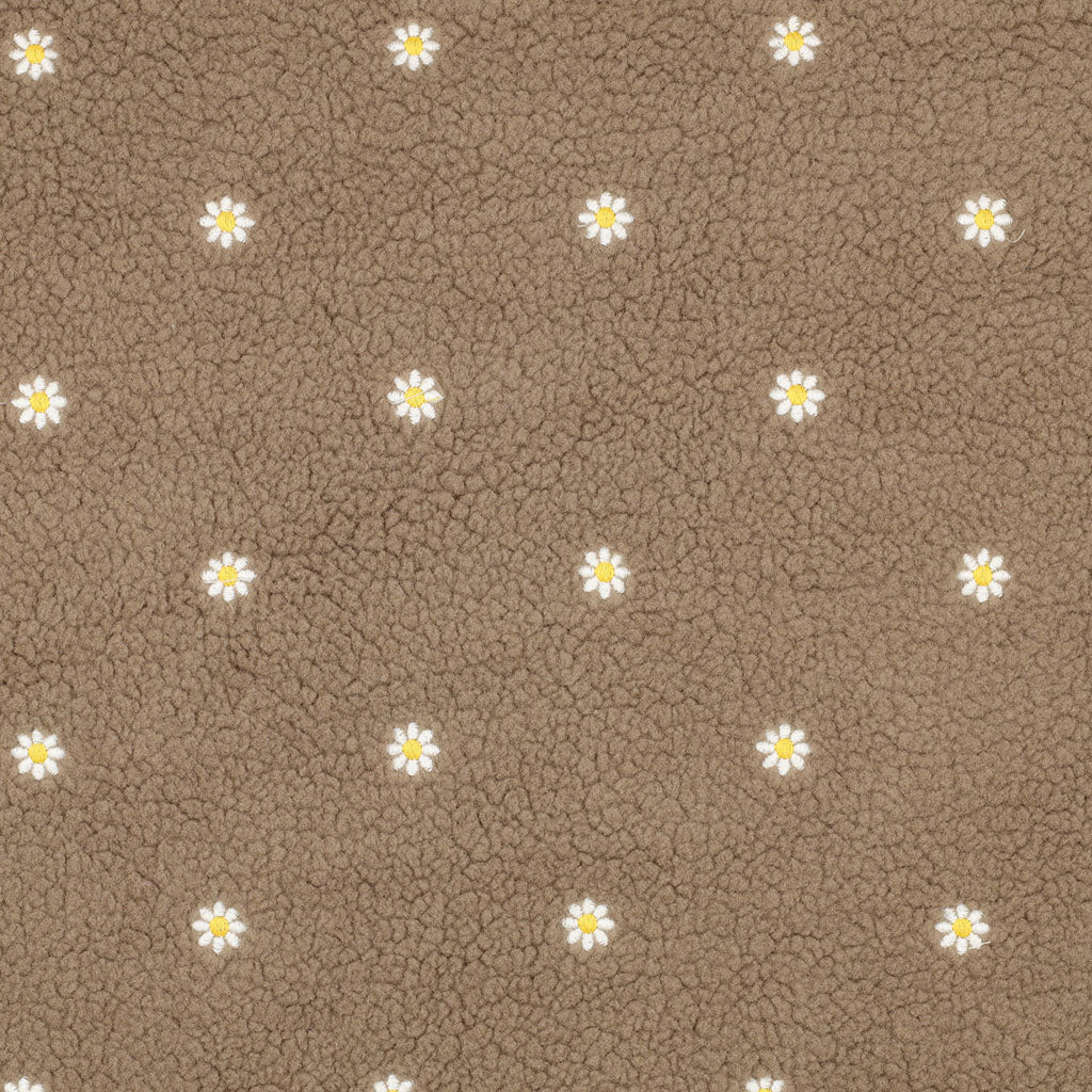 Tissu teddy sherpa broderies fleurs