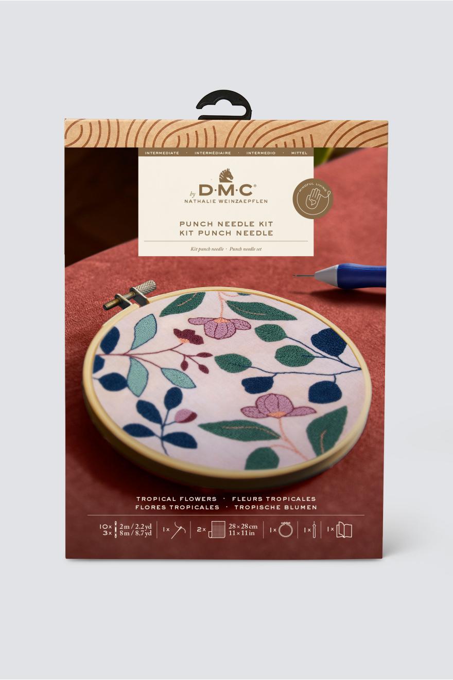KIT PUNCH NEEDLE FLEURS TROPICALES PAR NATHALIE WEINZAEPFLEN